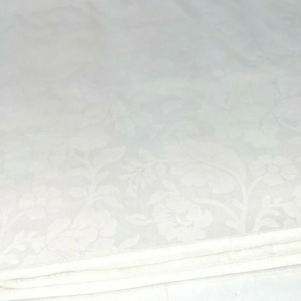 Vintage 70s JC Penney White Valance Curtain Wide Luxury Rare Solid Floral Print